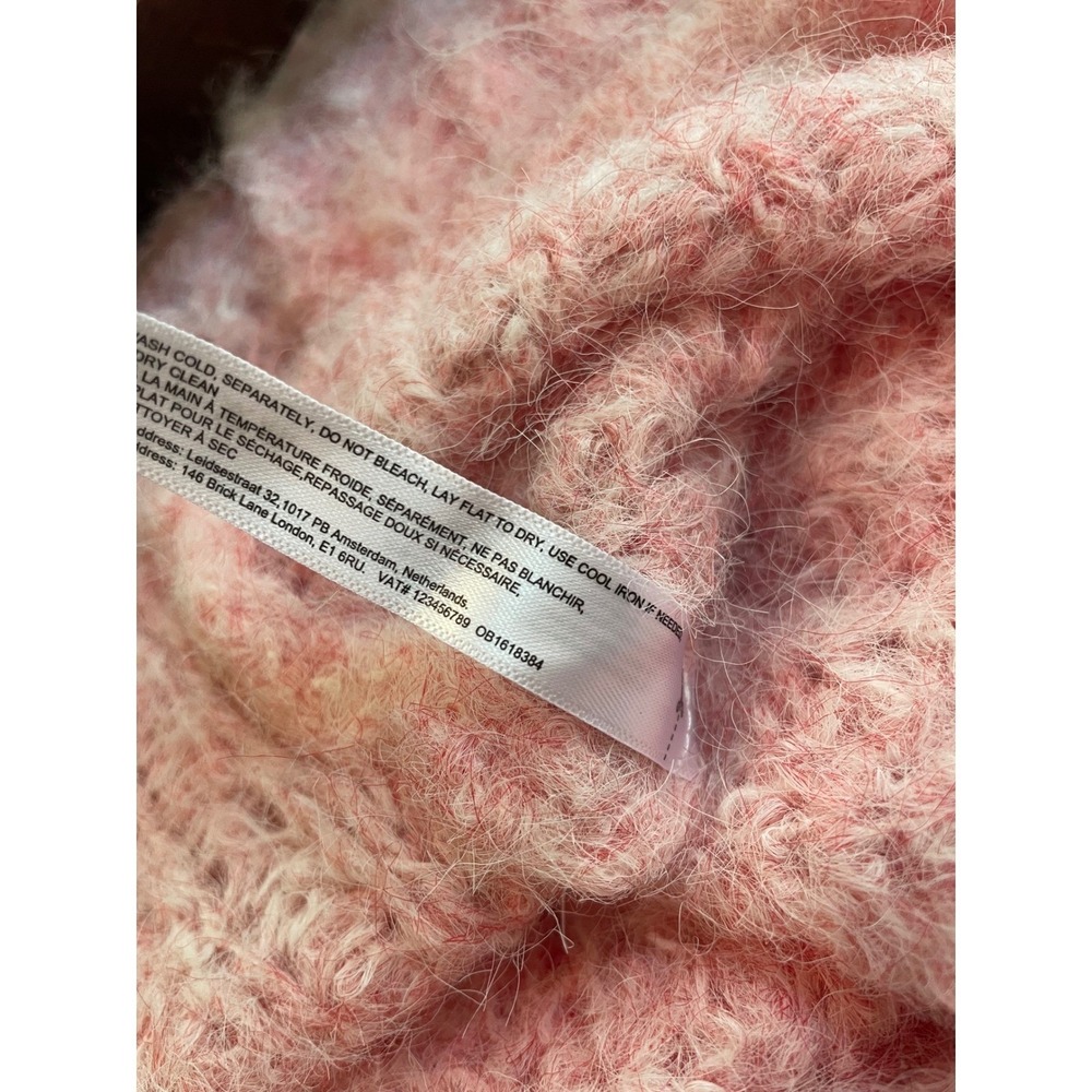 Anthropologie Funnel Neck Poncho Pullover‎ One Size Pink Fuzzy Oversize Cozy - Picture 7 of 10
